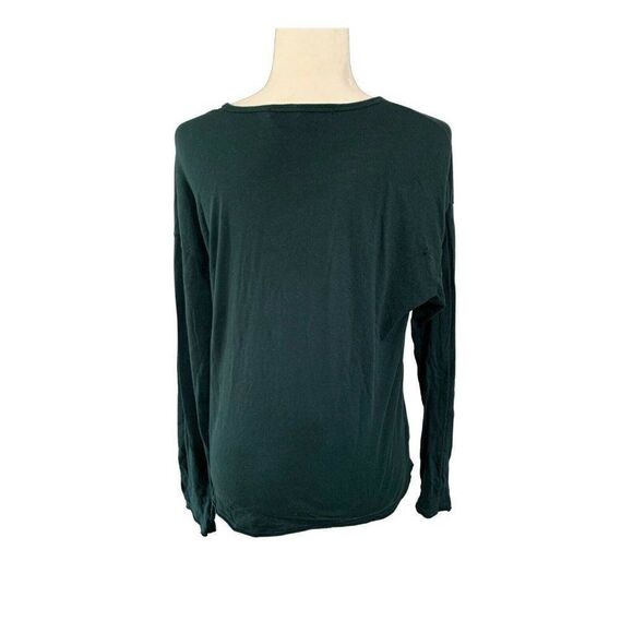 michael stars womens solid pine green long sleeve holed top t shirt - Picture 2 of 5